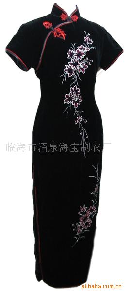 供应金丝绒烫金花旗袍