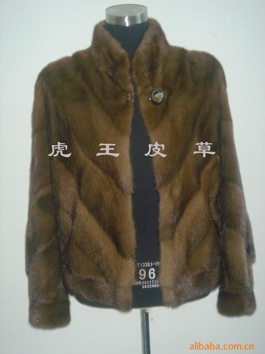 供应皮草，裘皮水貂服装斜排咖啡色短装
