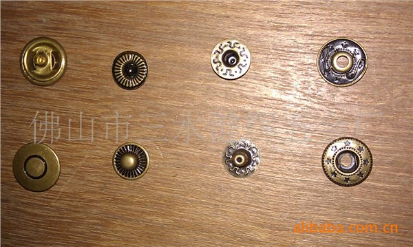 供应831#青古四合扣 配15mm铜面急钮 环保电镀