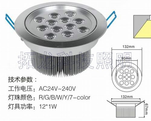 供应大功率LED 天花灯 12*1W