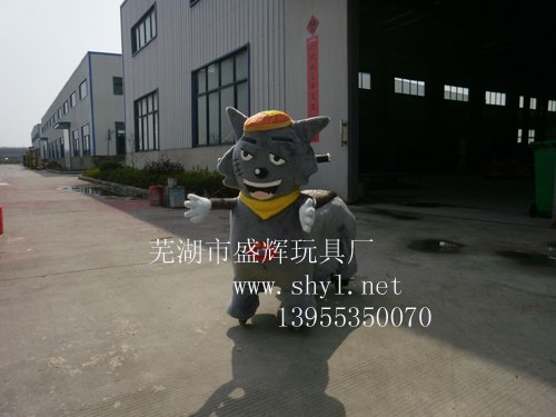 大角牛毛绒车 卡通虎毛绒车 喜羊羊毛绒车