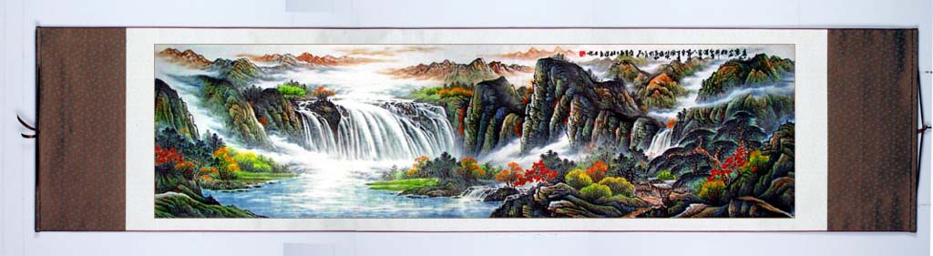 白云深处有人家 丝绸画 山水画