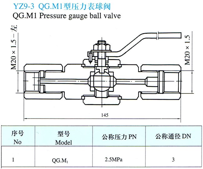 YZ9-3 QG.M1压力表球阀