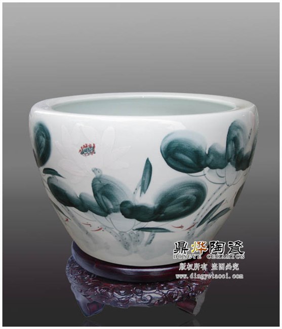 供应陶瓷鱼缸工艺品家居摆件花园鱼缸风水装饰品景德镇陶瓷礼品