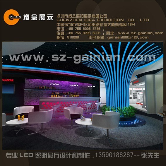 供应深圳东莞专业LED照明展厅展柜专柜店面设计公司