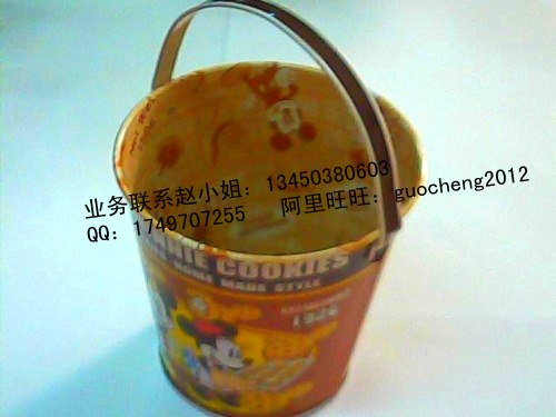 供应圆形饼干桶，饼干包装铁桶，手提饼干盒