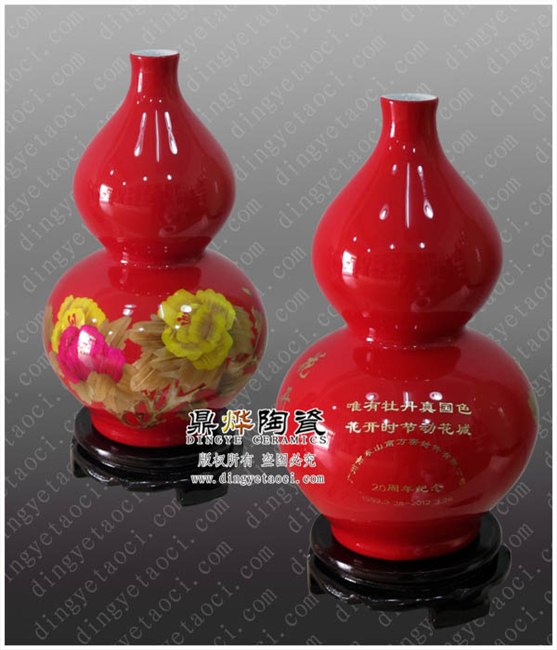 供应定做陶瓷礼品 麦秆画陶瓷花瓶 陶瓷工艺品
