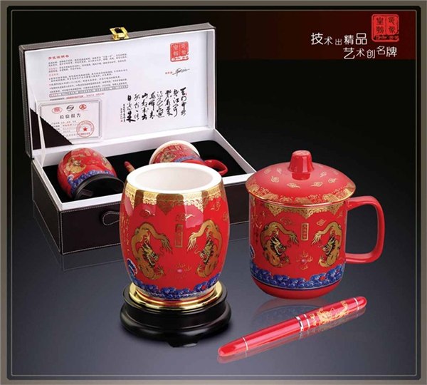 供应龙运中华含旋转笔筒三件套（黄、红、黑）