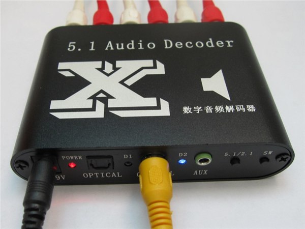 供应测试光纤同轴音频转换器，DTS光纤同轴转模拟5.1音频