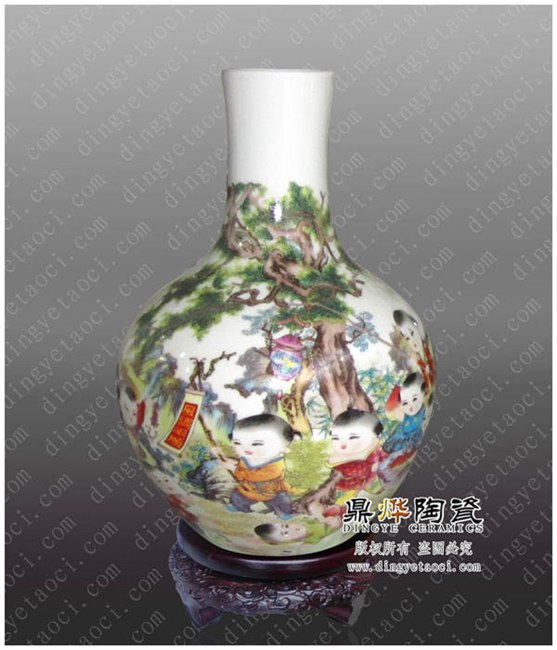 供应景德镇粉彩瓷 高档手绘花瓶摆件 古典家居装饰 家居装修摆设