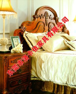 供应洛卡依 别墅 酒店配套工程家具 定做家具 实木床 美式雕花双人床