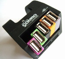 供应USB COMBO：5口USB HUB（集线器）+读卡器，二合一读卡器集