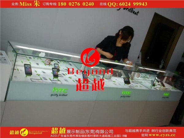 HTC水晶字透光手机柜台图片，HTC手机展示柜价格