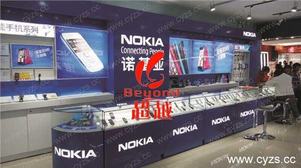 原厂诺基亚手机柜制作效果图，诺基亚手机专卖店形象设计