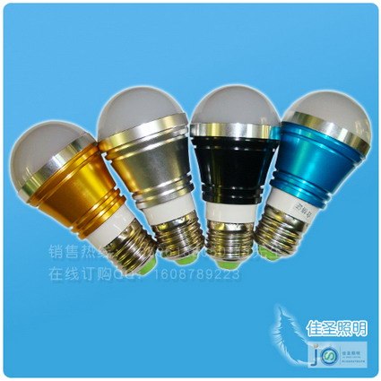 供应小巧实用LED球泡灯3W多颜色选择
