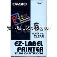 供应CASIO标签带XR6X1 6毫米透明底黑字 