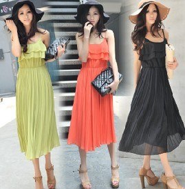 供应金兰妃2012夏装新款雪纺吊带连衣裙