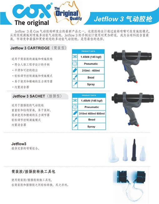 世界胶枪领先制造商COX最新款3型胶枪新品上市