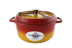 供应taoseng珐琅铸铁锅   渐变红