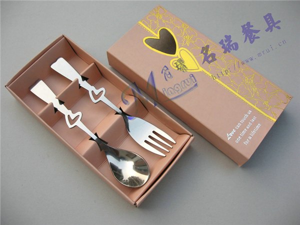 心形餐具两件套商场超市礼品积分兑换赠品换购便携式餐具促销礼品