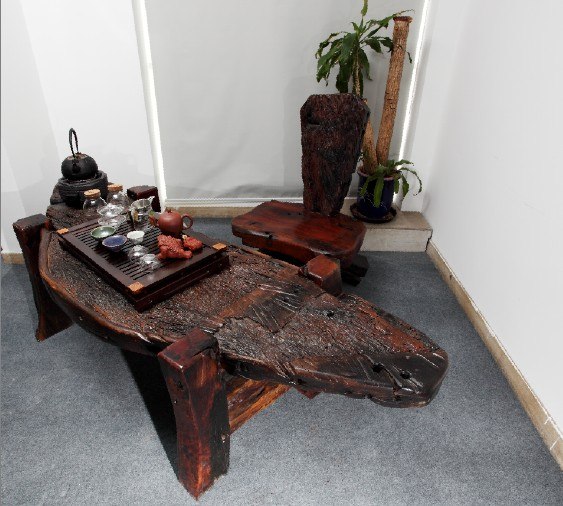 供应船木艺术品-鳄鱼茶台