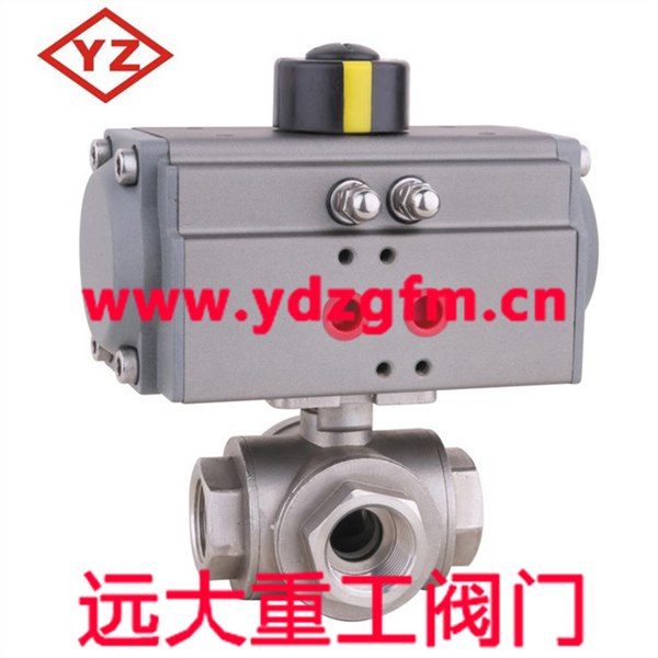 YZQ615PF气动不锈钢丝括三通球阀