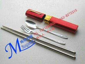 笔筒式叉勺筷不锈钢餐具 笔筒笔式餐具 便携餐具 名瑞餐具