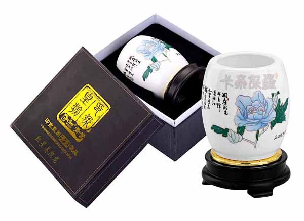 供应出水芙蓉旋转笔筒 青花瓷礼品 骨瓷礼品 陶瓷礼品 皮具礼品 促销礼品 中