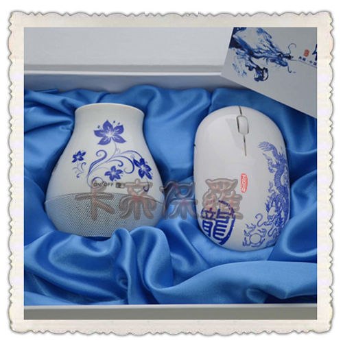 青花瓷套装,青花音箱,青花瓷鼠标 青花瓷礼品 骨瓷礼品 陶瓷礼品