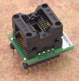 供应DIL14W-SOIC14 ZIF 150mil烧录座 转接座 适配器