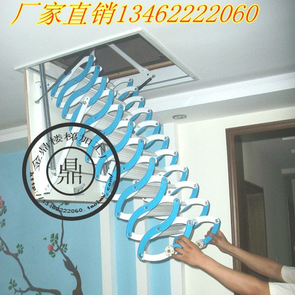 新乡侧装伸缩楼梯/河南侧装型阁楼伸缩楼梯厂家/壁挂伸缩楼梯价格