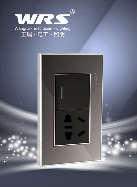 供应最新款墙壁开关插座 不锈钢一开五孔插座
