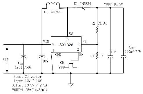 供应12V升24V 1A电源升压IC