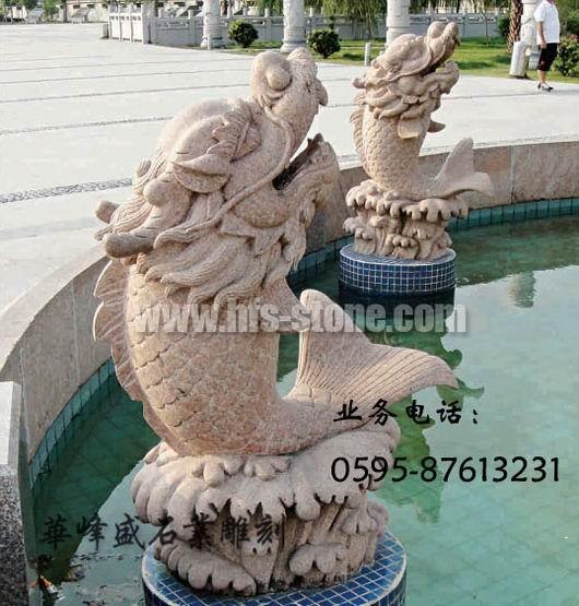 景观动物喷水石雕，喷水龙石雕，喷水鱼石雕，小象吐水石雕