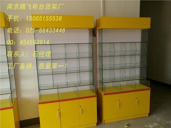 南京订做零食柜台货架，玻璃小格子货柜制作，进口食品柜台货架
