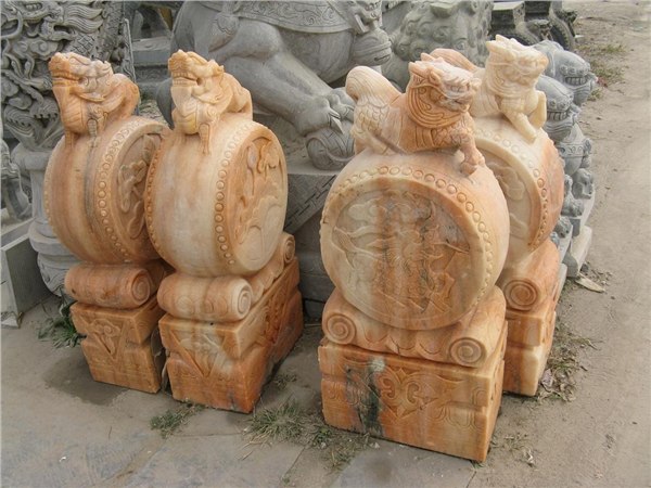 供应国务院津贴工艺师手工石雕抱鼓石