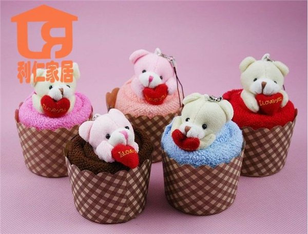加工定制蛋糕毛巾可爱熊创意礼品 动物毛巾 广告促销礼品