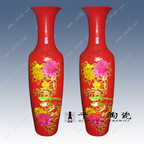 供应陶瓷大花瓶，中国红大花瓶，喜庆用品
