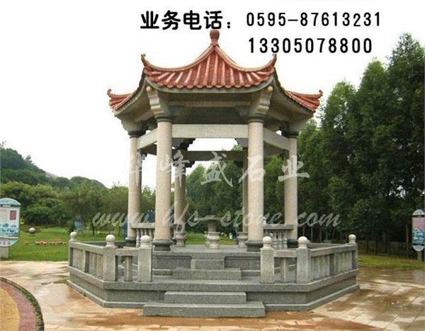 惠安石雕，石雕凉亭，六角亭石雕，园林景观亭石雕，公园石雕凉亭