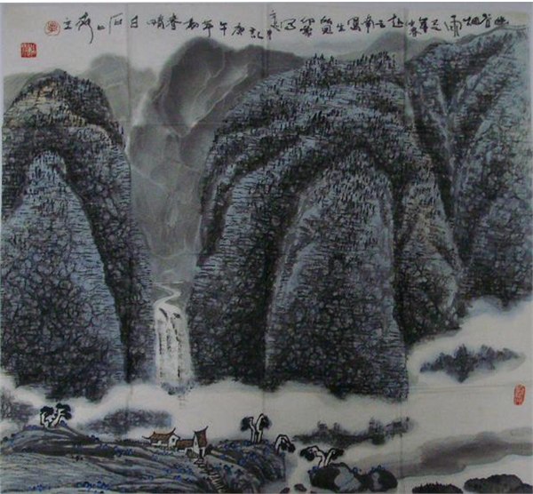 厦门国画 山水花鸟 牡丹花开富贵 八骏马 关公画在鹭源轩画廊