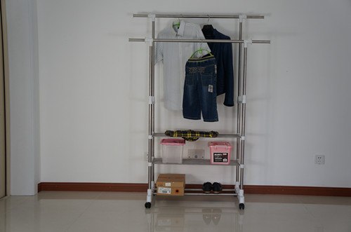 供应多层托盘双杆衣架  钢管展示架  简易家具