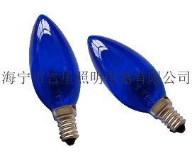 供应C35透明蓝色烛形灯泡装饰灯泡