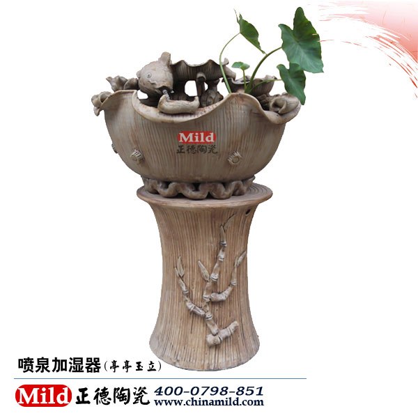 供应景德镇陶瓷室内喷泉，陶瓷加湿器，喷雾喷泉