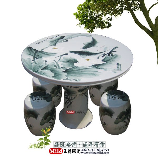 青花瓷桌凳 青花瓷桌 青花瓷凳 订做青花手绘桌