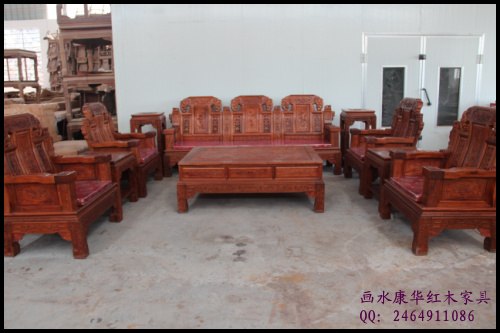 供应东阳康华红木缅花象头如意沙发