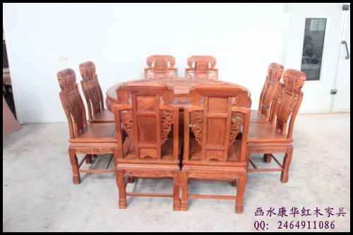 供应东阳红木家具缅花象头圆台