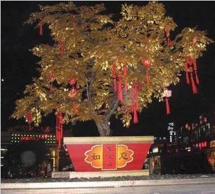 供应春节许愿树许愿树仿真许愿树金色许愿树玻璃钢拼装许愿树-常青藤