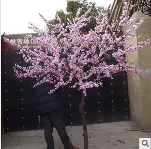 供应仿真桃花树春节桃花树装饰酒店大堂摆放樱花树假桃花树梅花树