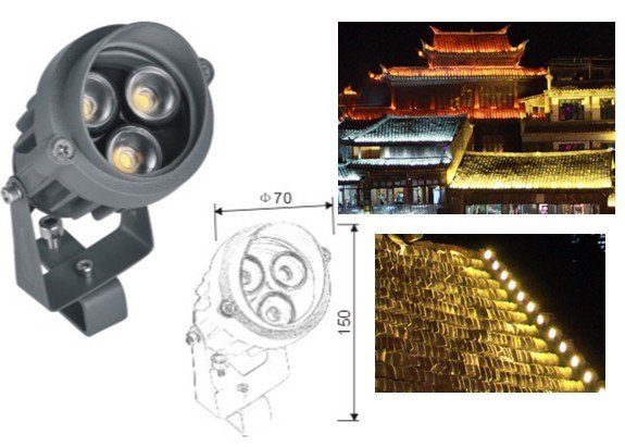 供应3WLED瓦片投光灯底座配卡子安装方便