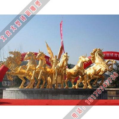 铸铜太阳神雕塑-铜雕阿波罗战车制作-大型铜马价格